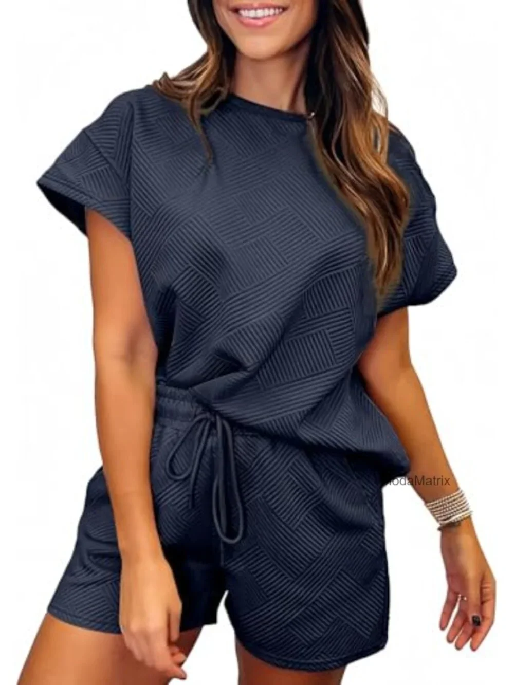 Summer Two Piece Short Sleeve Lounge Set with Pockets Oversized Relaxed Fit